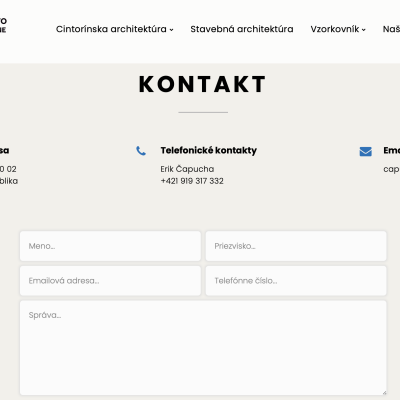 Webové stránky bez označenia prevádzkovateľa, kontaktná osoba Erik Čapucha, syn Jany Čapuchovej a Štefana Čapuchu.